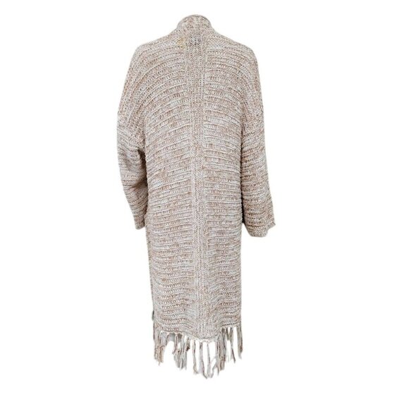 Abercrombie & Fitch Boho Whimsy Festival Loose Knit Fringe Cardigan Beige S/M - Picture 5 of 11